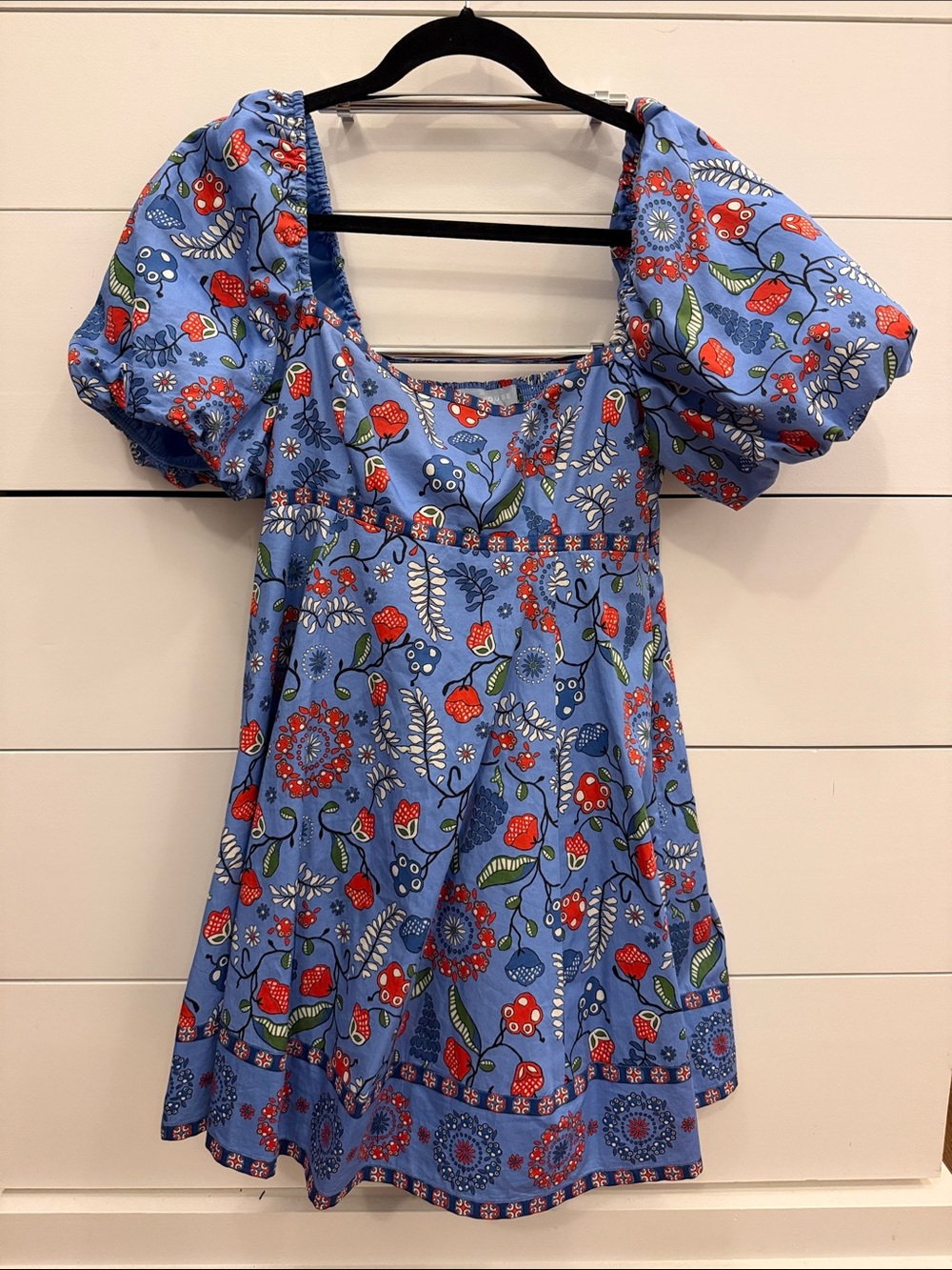 Hill House Matilda Swedish Floral Puff-Sleeve Mini Dress